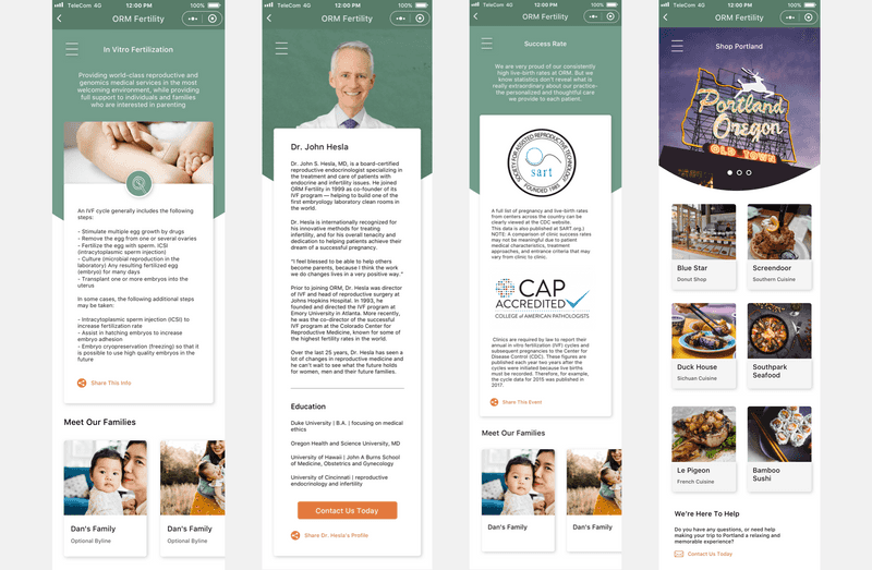 Mini Program service page, doctor profile, about page, and Oregon businesses